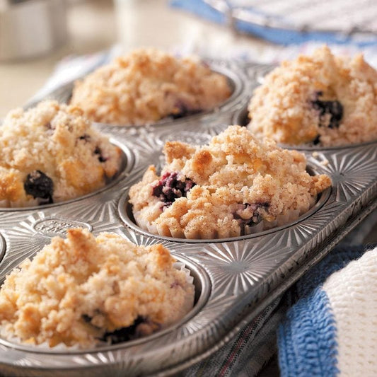 Mango Blueberry Muffins with Coconut Topping